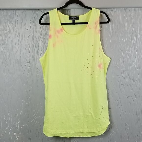 🖤 5/$20 🖤 FOREVER 21..neon distressed tank - Picture 1 of 7
